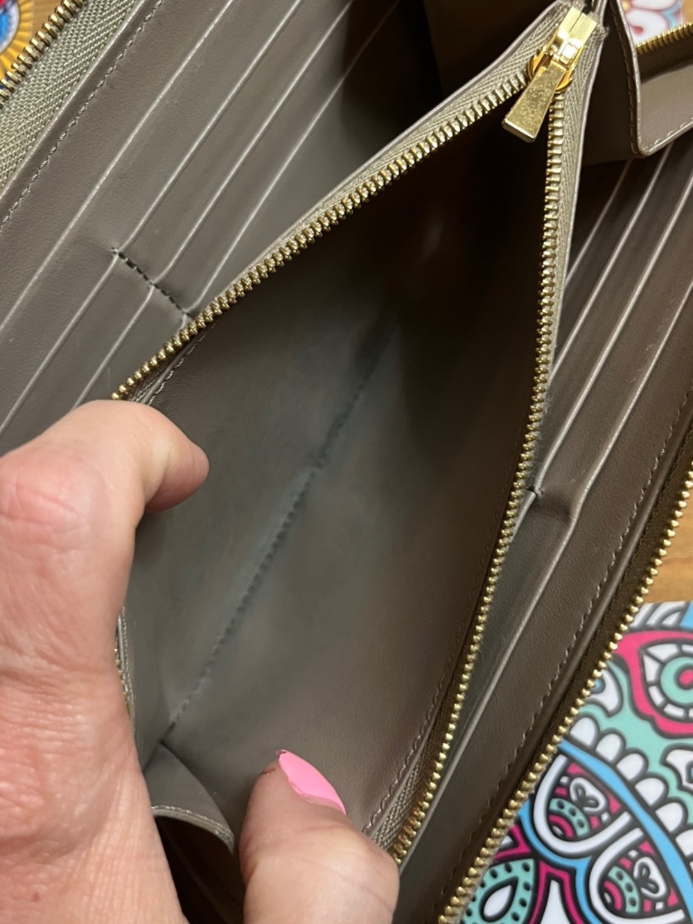 Celine Saffiano Leather Zip Wallet in Taupe - Picture 5 of 12